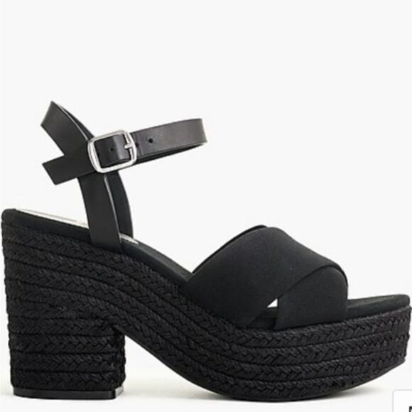 Jcrew NWT black  strap platform wedge espadrilles 6.5 - Picture 13 of 13